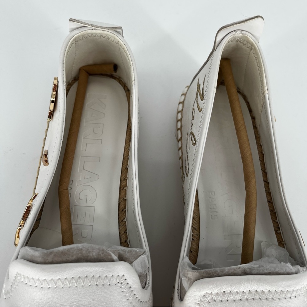 Karl Lagerfeld Michaela Espadrille Flats White Logo - Size 9.5 - Picture 8 of 12